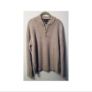 Eddie Bauer Grey Cable Knit Quarter Button Sweater